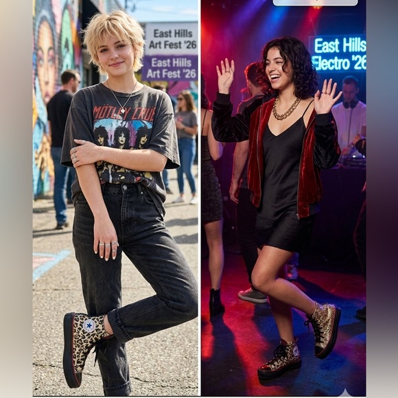 Converse Chuck Taylor All Star Lift Platform Leopard Zebra Glitter Sneakers - Picture 3 of 13